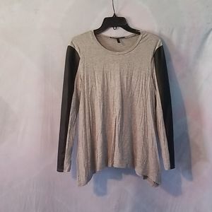 BCBG top w/ faux leather arms